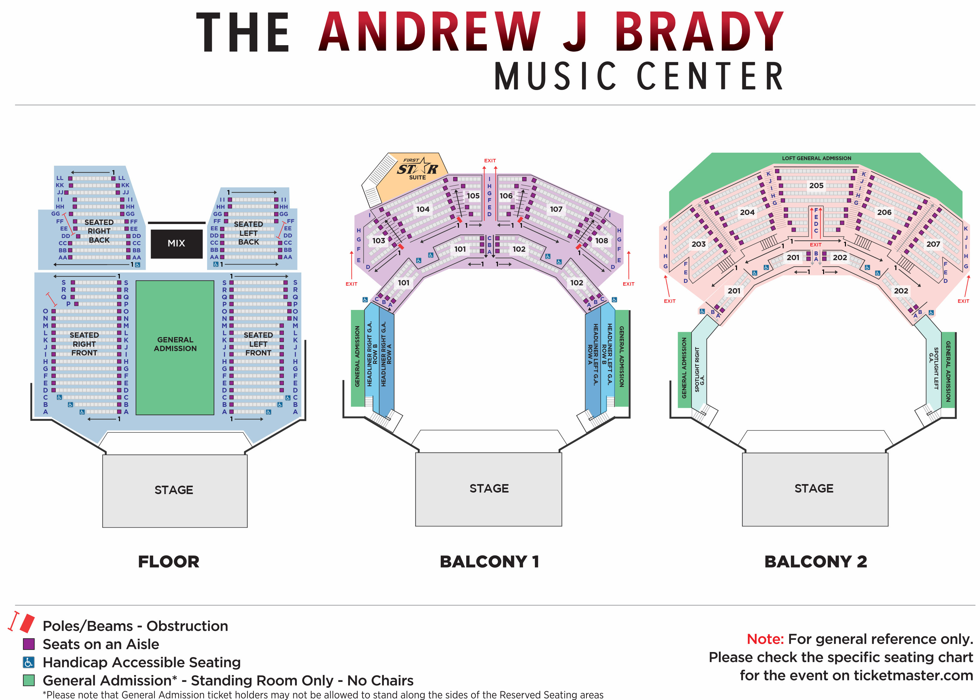 Seating Charts & Venue Maps The Andrew J Brady Music Center