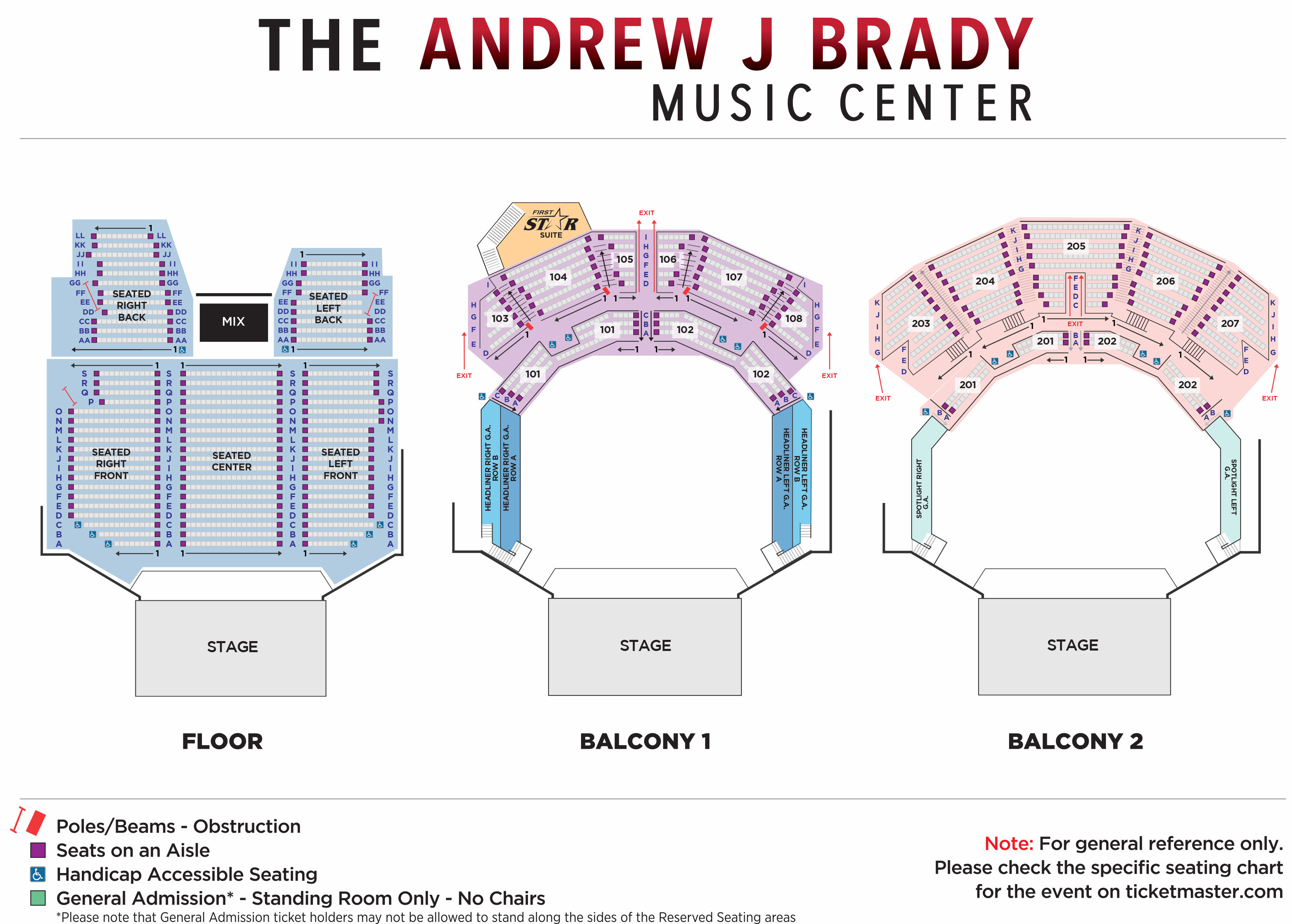 Seating Charts & Venue Maps The Andrew J Brady Music Center